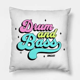 DRUM AND BASS  - Junglist Retro Font (Black/Lime/Pink) Pillow