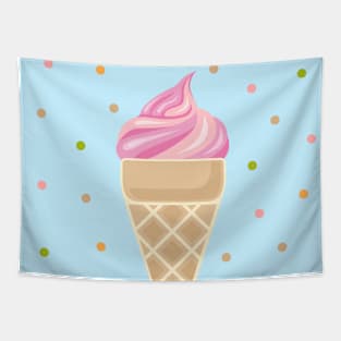 Vintage Ice Cream on Blue Background Tapestry