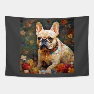 French Bulldog floral print Tapestry