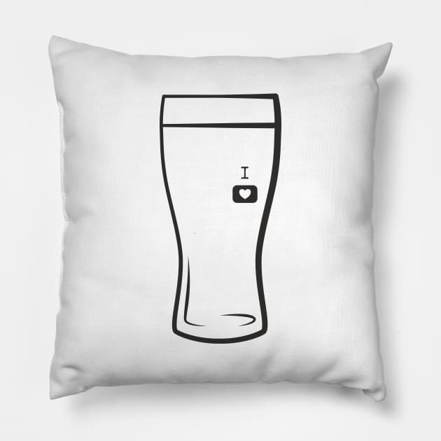 I Love Beer (black and white) Pillow by dkdesigns27