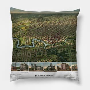 1891 Panoramic Map of Houston Texas Pillow