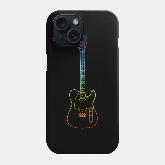 T-Style Electric Guitar Colorful Outline Phone Case by nightsworthy