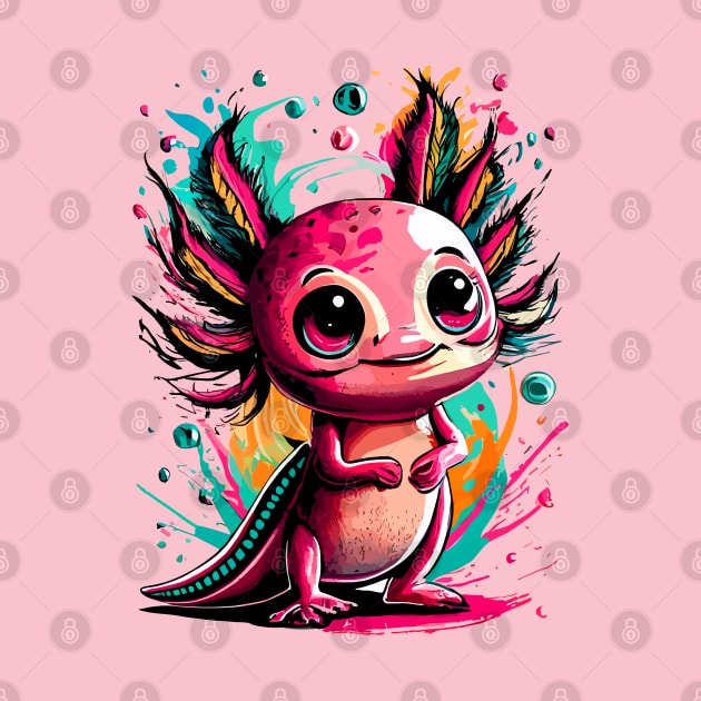 Axolotl Colourful - Cute Axolotl by BigWildKiwi