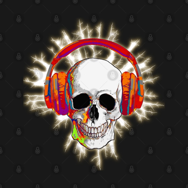 Skull with headphones, music, cool, colorfull by Collagedream