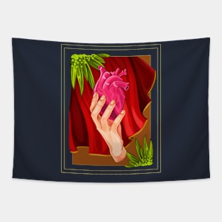 Heart in the palm Tapestry