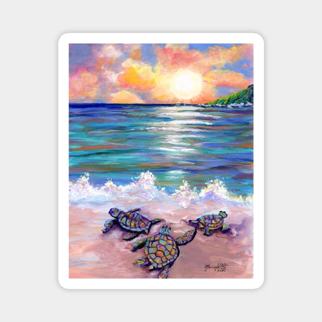 Baby Sea Turtles Magnet by KauaiArtist