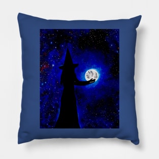 Magical witch holding the moon Pillow