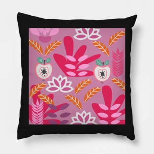 Apples and flowers in shades of pink Pillow