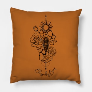 Bees with Roses and Tulips Pillow