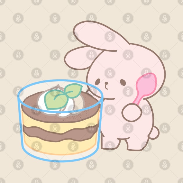 Cute Rabbit Savoring Giant Tiramisu by LoppiTokki