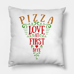 Pizza Slice. Love At First Bite. Lettering Pillow