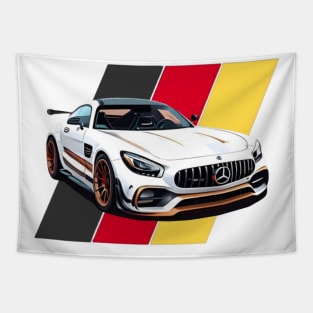 Mercedes amg with germany flag victor art Tapestry