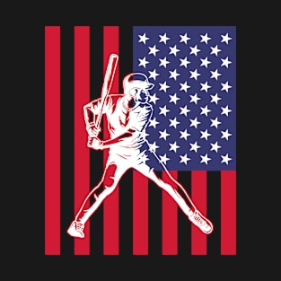 American Flag Vintage Baseball Player Gift The Show Hardball T-Shirt