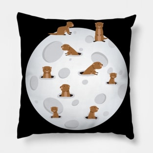 Groundhogs on the Moon Pillow