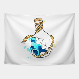 Ahoy! Ship in bottle Tapestry