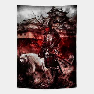 Red wolf samurai oni ronin Tapestry