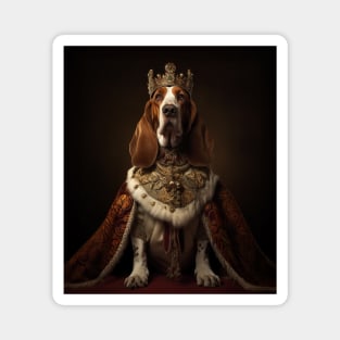 Noble Mahogany & White Basset Hound - Medieval King Magnet