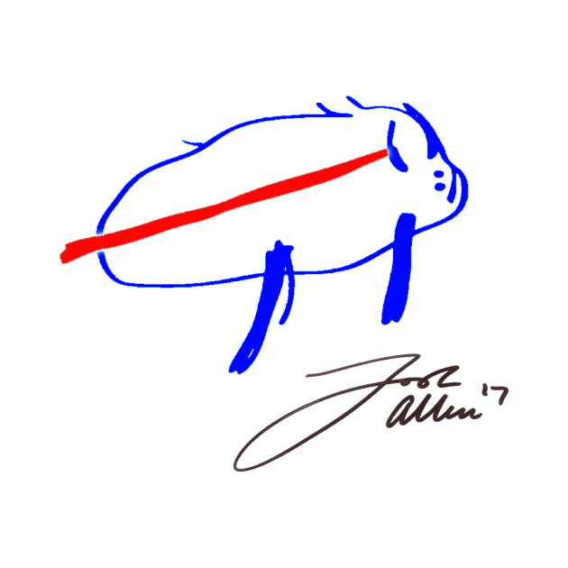 Josh Allen Drawing Bills Logo + Signature by Sports and Business Merch Store