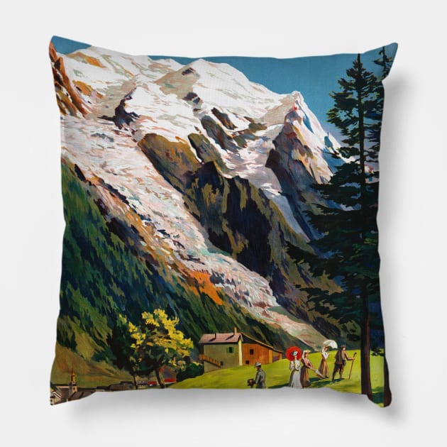 Vintage Travel Poster France Le Mont Blanc Pillow by vintagetreasure