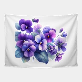 Watercolor Violets Purple Pansy Watercolor Painting Tapestry