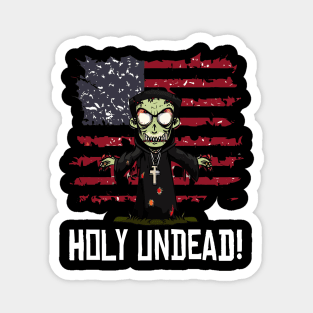 Scary Halloween Zombie Priest Preacher Happy 4th Usa American Flag July Fourth Magnet