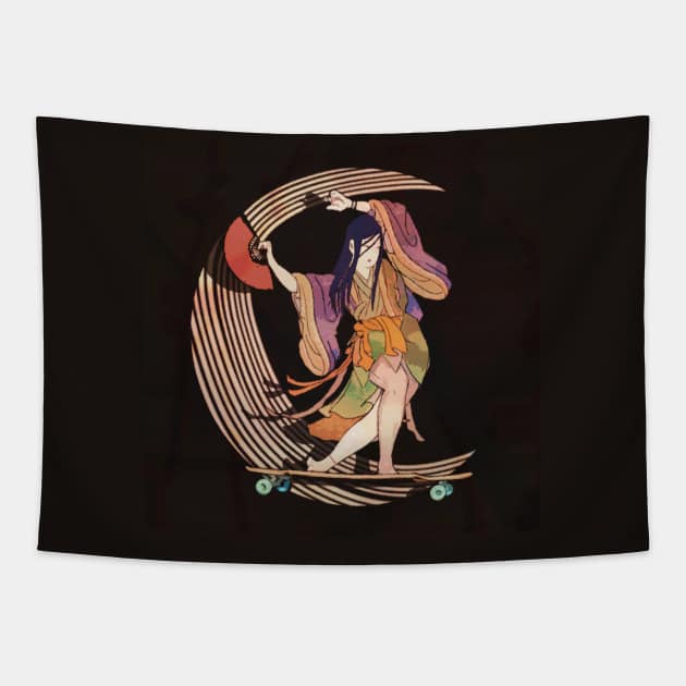 SKATEBOARDING GEISHA Tapestry by pedromakeshite