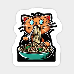 Cat eating spaghetti meme Magnet