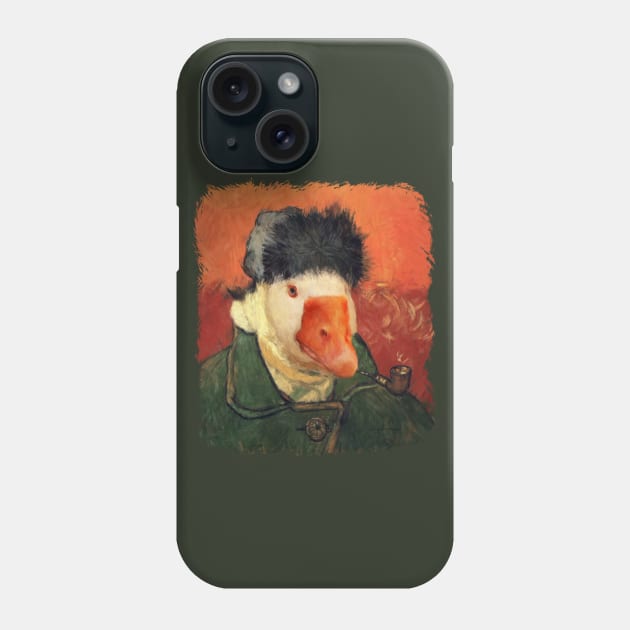 Van Goose - That Knife was too Sharp. Smoking Gander Self Portrait of a Gander with Banded Ear - Untitled Goose Game, Vincent Van Gogh Honk Phone Case by anycolordesigns