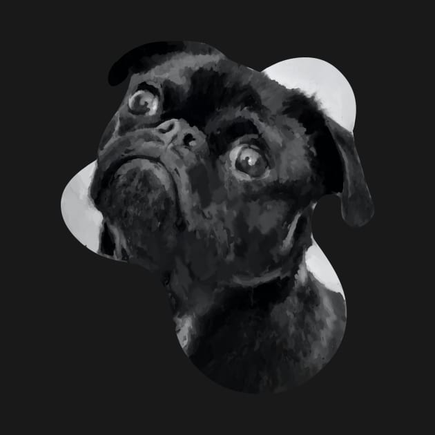 a black sad pug dog painting by Arteria6e9Vena