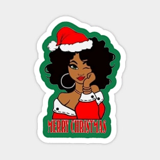 Black African American Santa Xmas Magnet