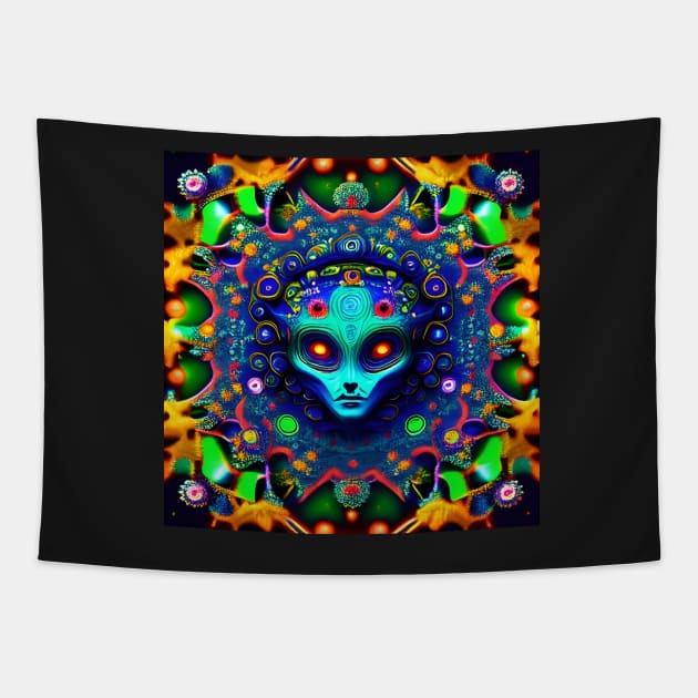 Martian Alien Mandala Trippy Psychedelic Tapestry by Anticulture