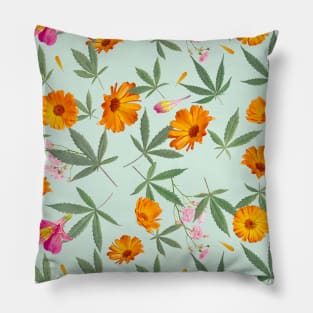 Floral Cannabis Marijuana Weed All Over Print Pillow