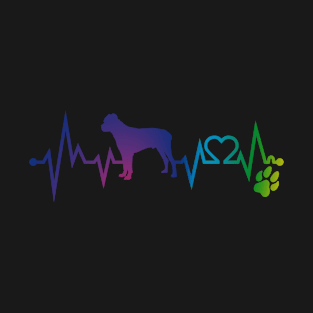 Cane Corso Colorful Heartbeat, Heart & Dog Paw T-Shirt