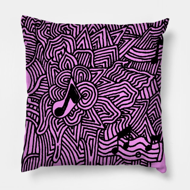 Music on pink Pillow by PsychedelicDesignCompany