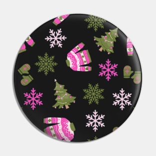 Pink Christmas tree and sweater pattern Pin