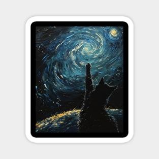 Cat Starry Night Rhapsody Magnet