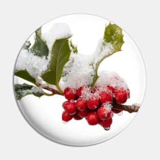 Snowy Holly Pin