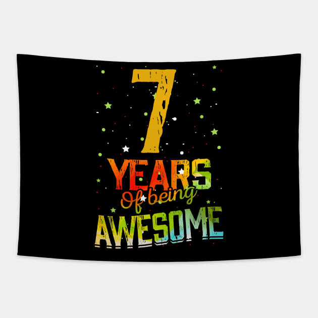 7th Birthday Girl Gift Vintage Retro 07 Years Of Being Awesome Gifts Funny 7 Years Old Boys Kids Tapestry by nzbworld