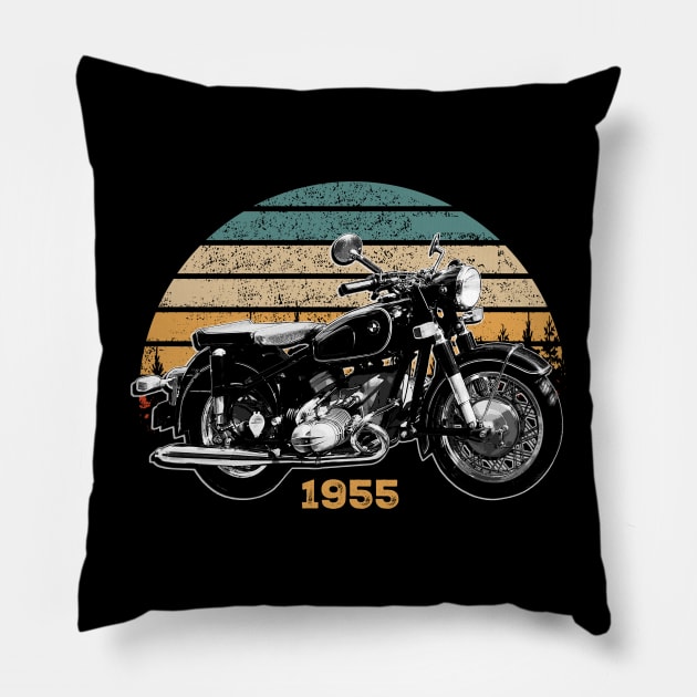 1955 R69 Vintage Motorcycle Design Pillow by Madisen Harvey