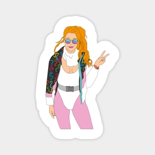 redhead ski girl vintage ski suit sunglasses skiing 80's Magnet