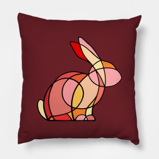 Red stained glass rabbit Pillow