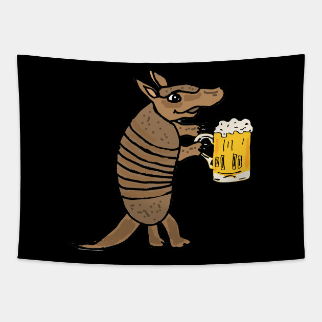 Cute Armadillo Drinking Beer Cartoon Armadillo Tapestry Teepublic Au