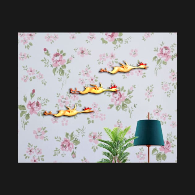 Rubber Chickens on Wallpaper by Tom Tom + Co