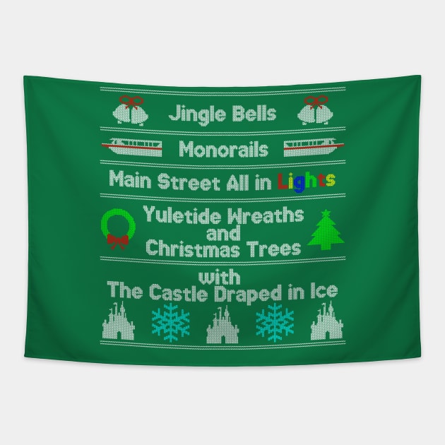 Magic Kingdom Ugly Christmas Sweater Tapestry by Tomorrowland Arcade