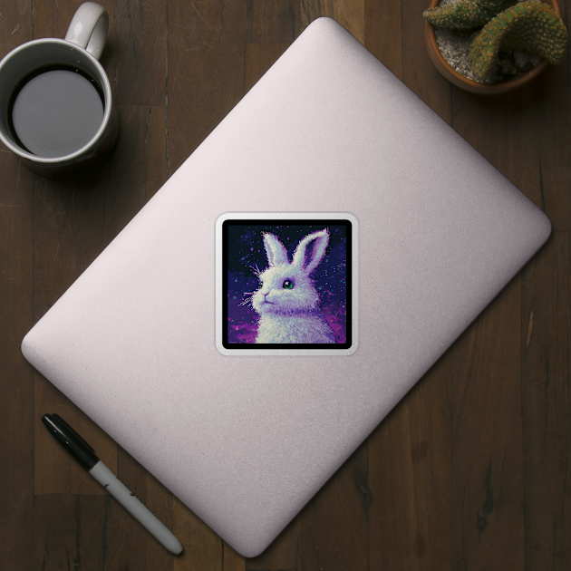 A smiling 8-bit Persian rabbit - Rabbit - Sticker | TeePublic