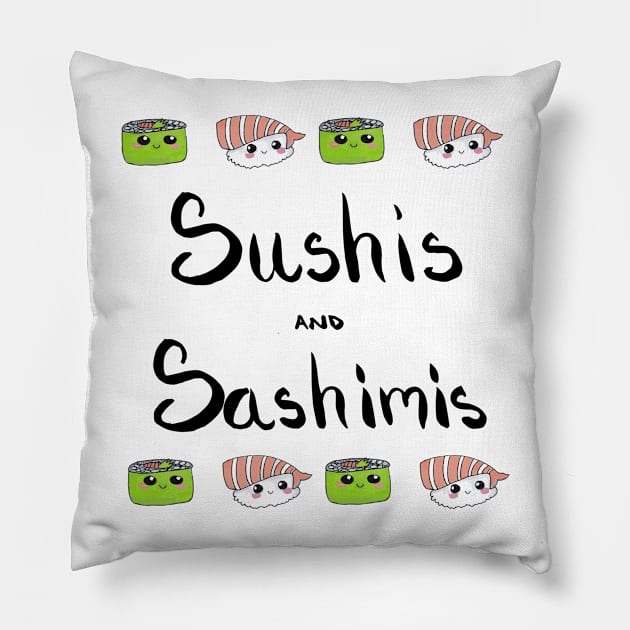 Sushis and Sashimis Pillow by artdamnit