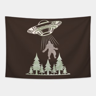 Alien Abduction Bigfoot Edition Tapestry