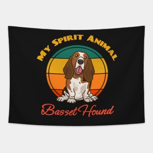 Basset Hound My Spirit Animal Dog puppy Lover Cute Sunser Retro Funny Tapestry