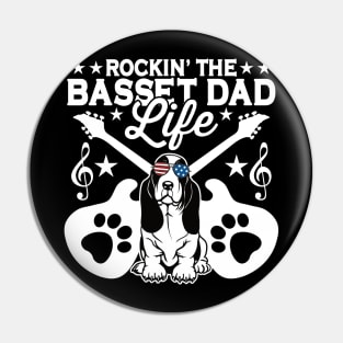 Rockin The Basset Hound Dad Life Dog Lover Guitar Musician Pin