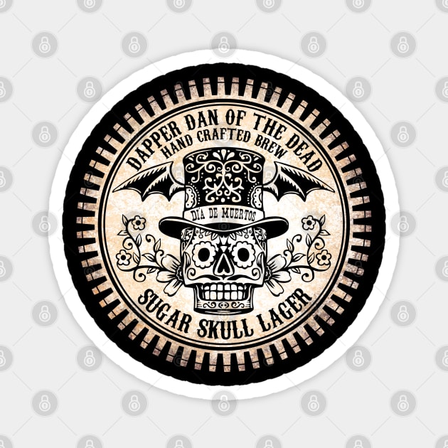 Dapper Dan of the Dead Sugar Skull Lager Magnet by ChetArt